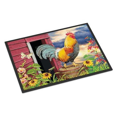 Jensendistributionservices 18 x 27 in. Rooster Barnyard Morning Indoor or Outdoor Mat MI1715495